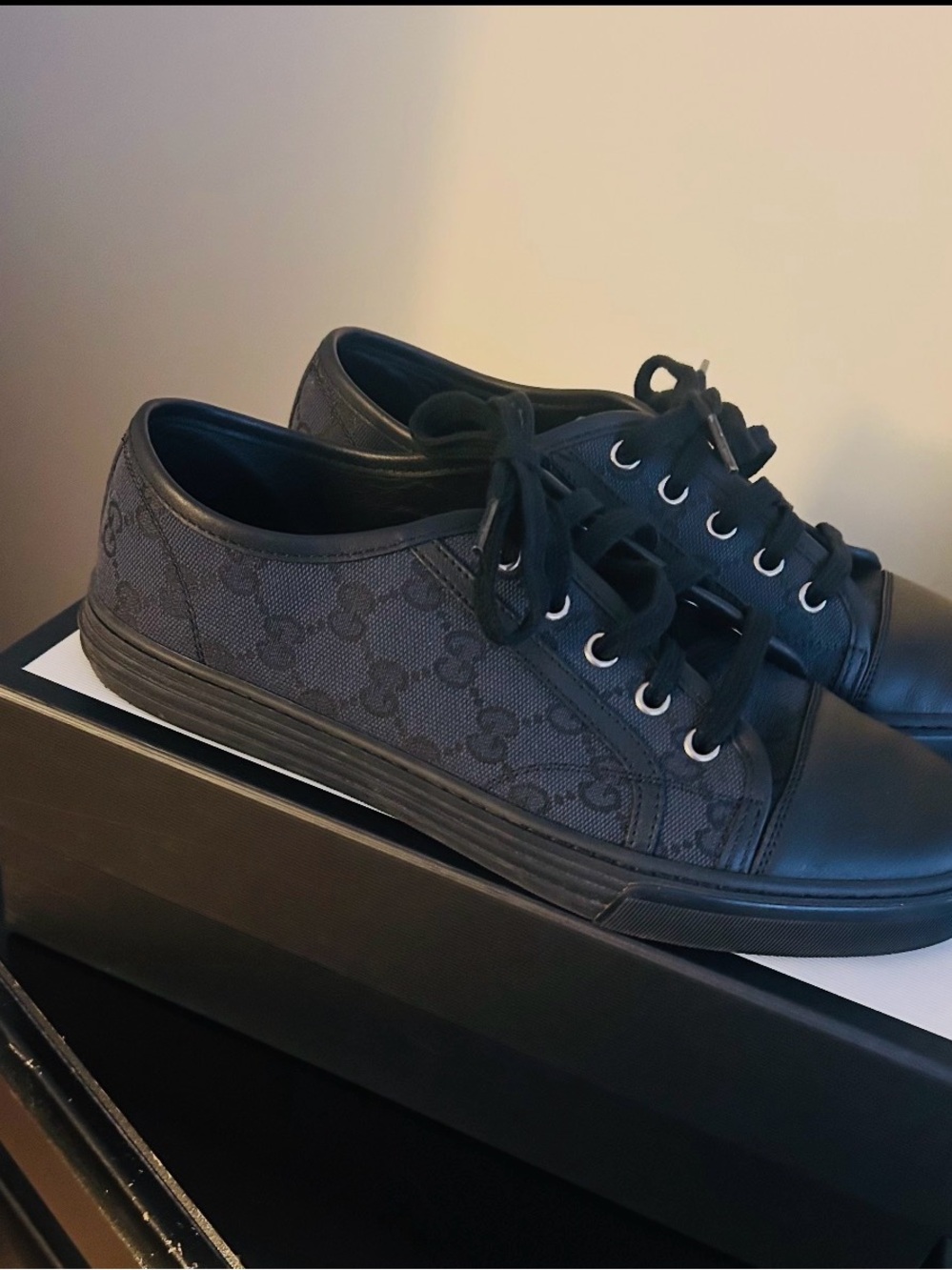 Gucci Black GG Canvas Low-Top Sneakers